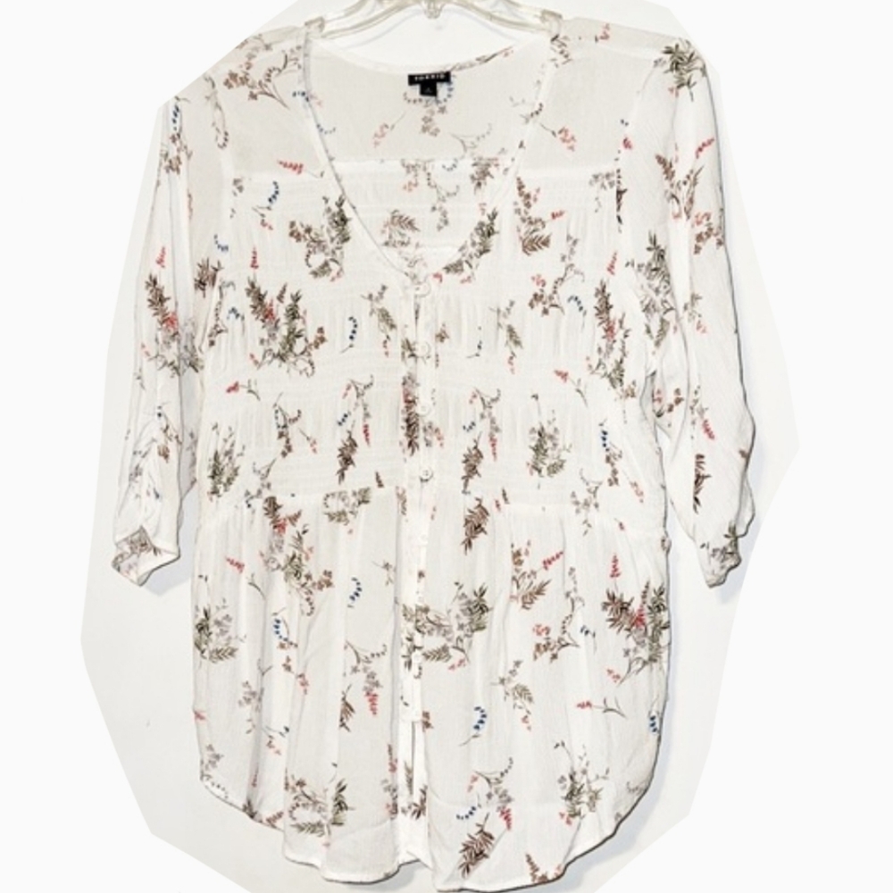 Torrid Cream Floral Blouse